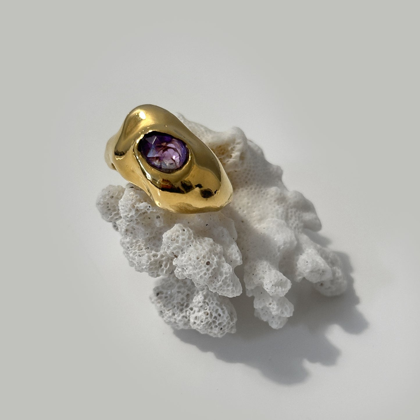 Liquid chunky ring mit Amethyst